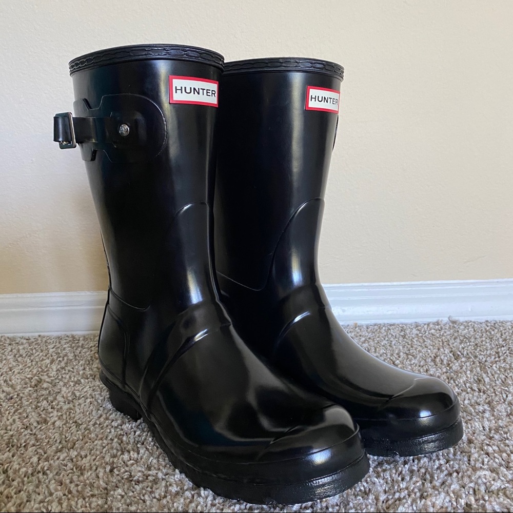 NWOT Hunter Original Short Gloss Rain Boots Black